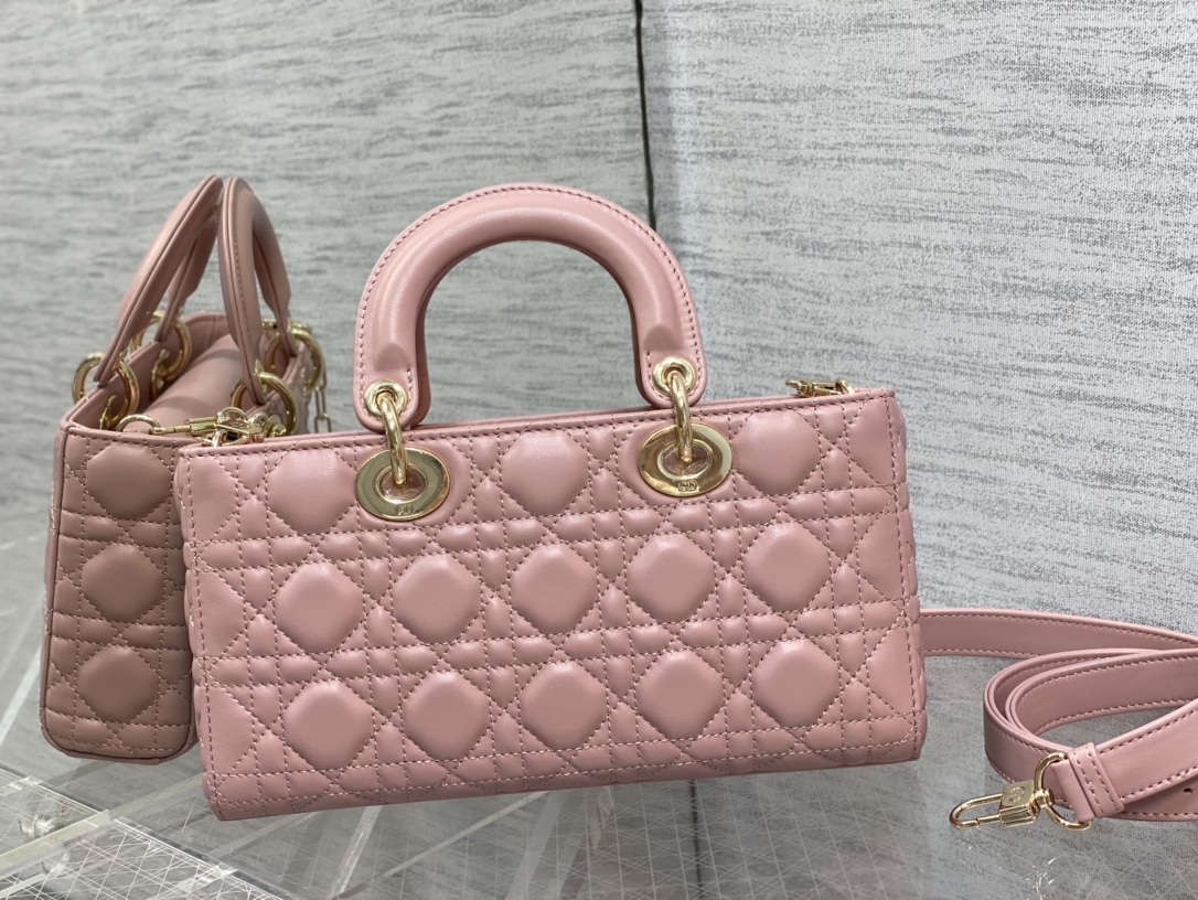 Medium Lady D-Joy Bag Pink Cannage Lambskin